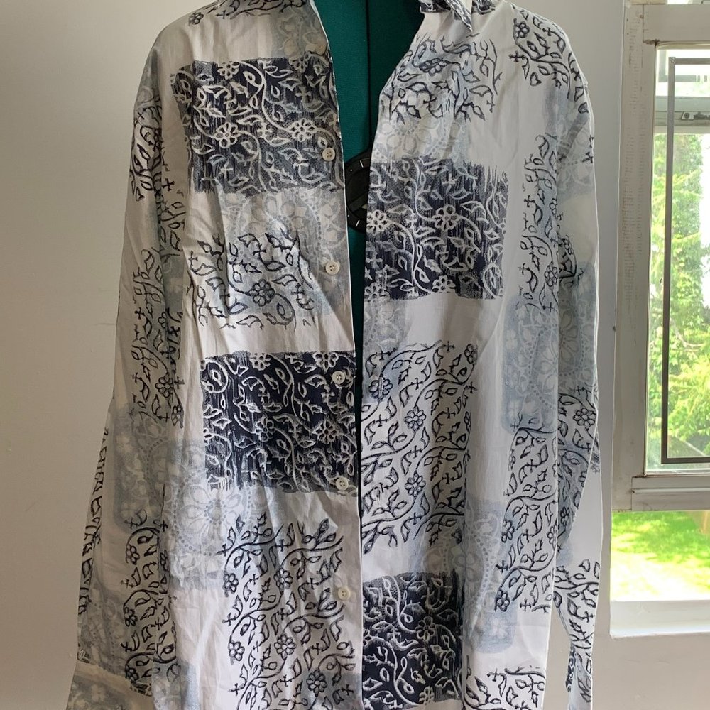 Men's J. Ferrar Sportshirt Size L Color Blue Print